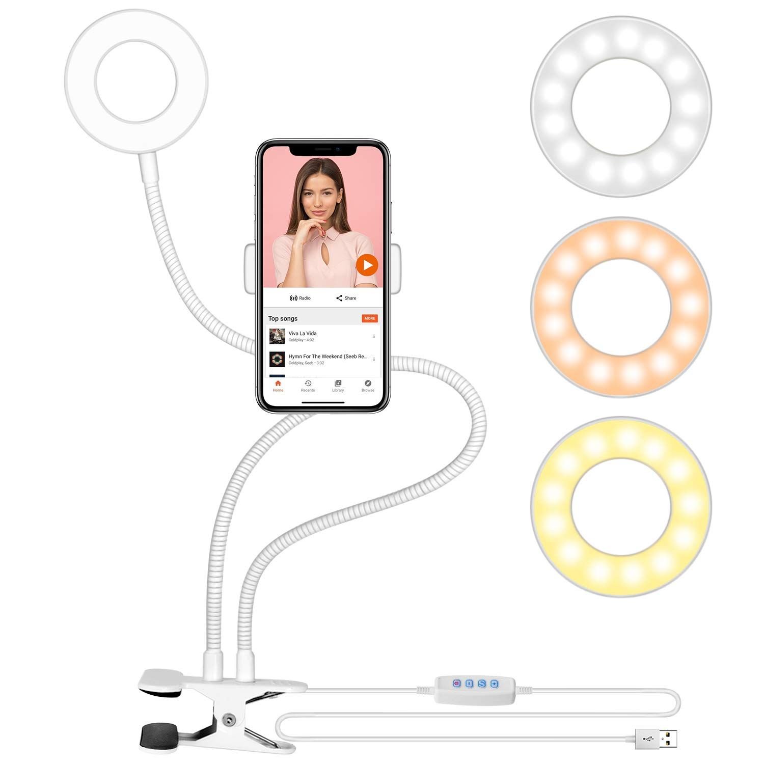 Selfie Ring Light Multifunction Phone Clamp Holder For Live Stream