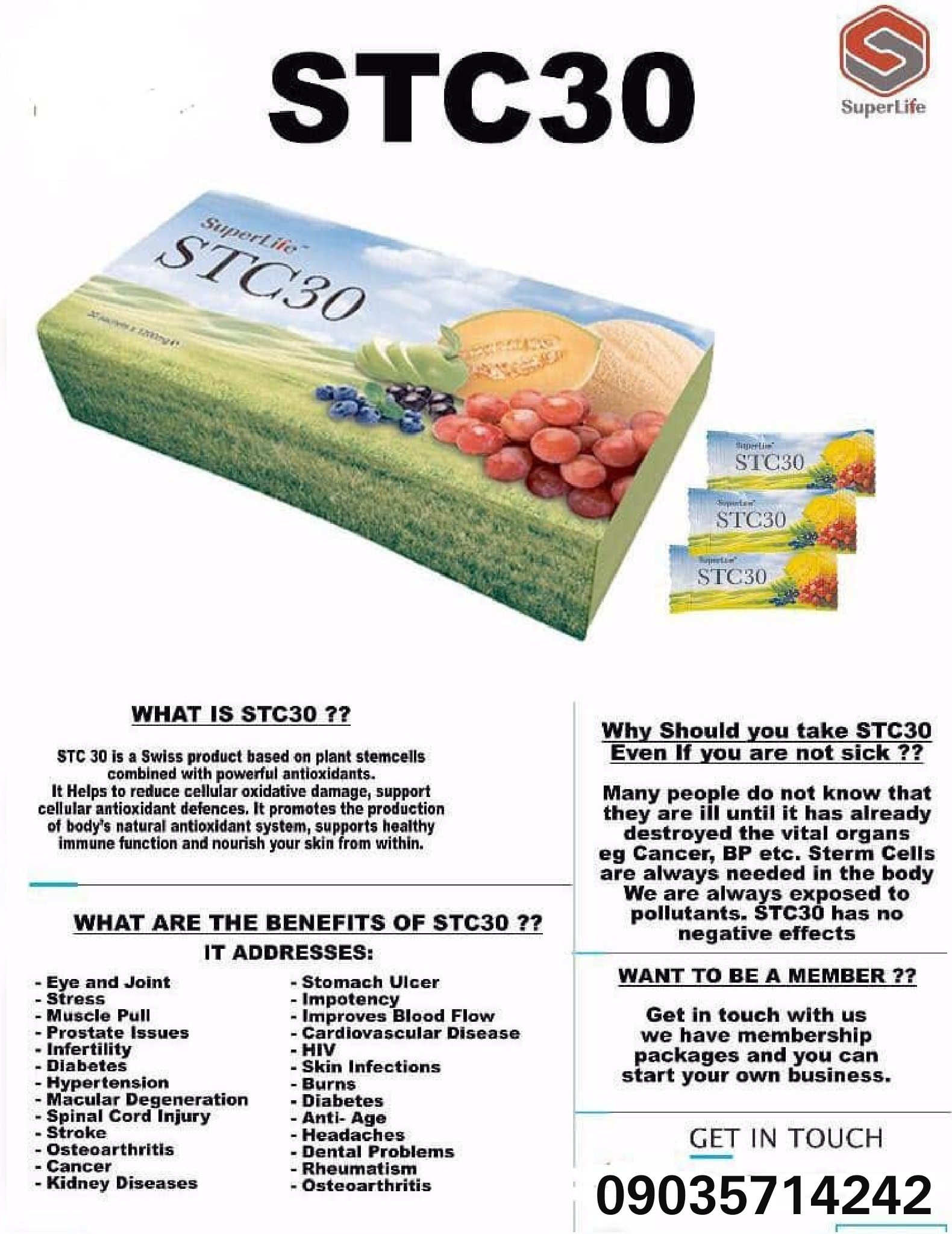 SuperLife STC30 Stem cell product cures